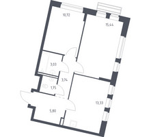 Планировка двухкомнатной(квартира) площадью 52.9 квадратных метров в “ЖК Рублевский Квартал”