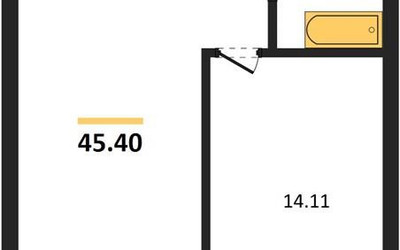 Планировка однокомнатной(квартира) площадью 45.4 квадратных метров в ЖК “ЖК UNO Соколиная гора”