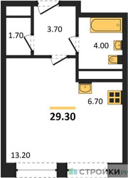 Планировка студии(квартира) площадью 28.8 квадратных метров в ЖК “ЖК Пушкино Град”