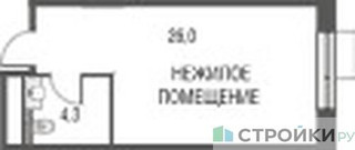 Планировка студии(квартира) площадью 30.4 квадратных метров в “ЖК Резиденции Архитекторов”