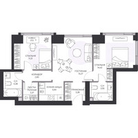 Планировка трехкомнатной(квартира) площадью 64.1 квадратных метров в “ЖК Hide (Хайд)”