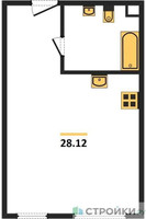 Планировка студии(квартира) площадью 28.1 квадратных метров в “ЖК Зорге 9”