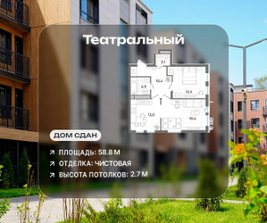 Планировка двухкомнатной(квартира) площадью 58.8 квадратных метров в ЖК “ЖК Театральный”