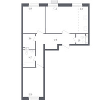 Планировка двухкомнатной(квартира) площадью 69 квадратных метров в “ЖК ЭкоБунино (Южное Бунино)”