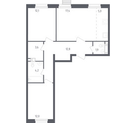 Планировка двухкомнатной(квартира) площадью 69 квадратных метров в ЖК “ЖК ЭкоБунино (Южное Бунино)”