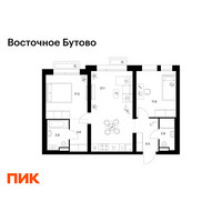 Планировка двухкомнатной(квартира) площадью 59 квадратных метров в “ЖК Восточное Бутово”