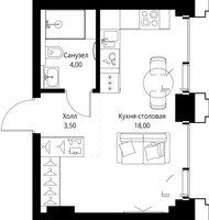 Планировка студии(квартира) площадью 25.5 квадратных метров в “ЖК SET (Сет)”