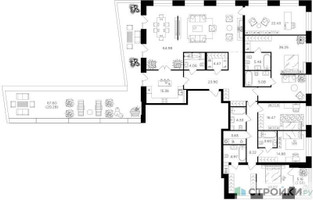 Планировка 4+ комнатной(квартира) площадью 284.5 квадратных метров в “Квартал Foriver”