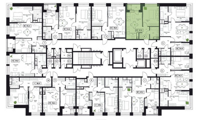 Планировка однокомнатной(квартира) площадью 37 квадратных метров в ЖК “ЖК Пушкино Град”