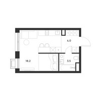 Планировка студии(квартира) площадью 25.7 квадратных метров в “ЖК Форевиль”