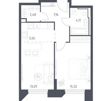 Планировка однокомнатной(апартаменты) площадью 47.91 квадратных метров в “ЖК Скай Спутник”
