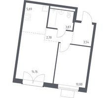 Планировка однокомнатной(квартира) площадью 40.92 квадратных метров в “ЖК Квартал Западный”