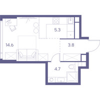 Планировка студии(квартира) площадью 28.4 квадратных метров в “ЖК THE LOT by Akvilon”