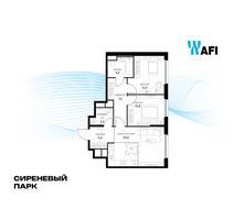 Планировка трехкомнатной(квартира) площадью 62.7 квадратных метров в “ЖК Сиреневый парк”