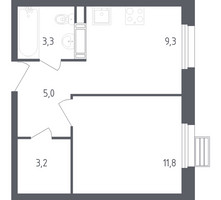 Планировка однокомнатной(квартира) площадью 32.5 квадратных метров в “ЖК ЭкоБунино (Южное Бунино)”