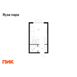 Планировка студии(квартира) площадью 24.8 квадратных метров в ЖК “ЖК Яуза Парк (Мытищи)”