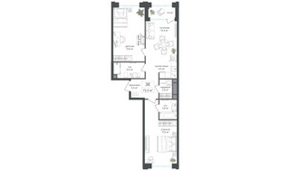 Планировка трехкомнатной(квартира) площадью 71.9 квадратных метров в “ЖК Михалковский”