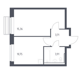 Планировка однокомнатной(квартира) площадью 33.2 квадратных метров в ЖК “ЖК Рублевский Квартал”
