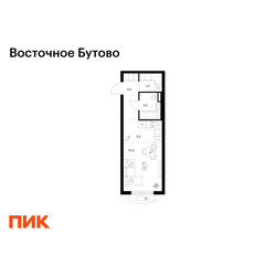 Планировка студии(квартира) площадью 28.6 квадратных метров в ЖК “ЖК Восточное Бутово”