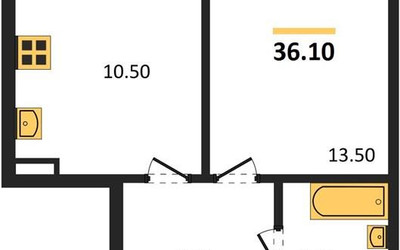 Планировка однокомнатной(квартира) площадью 36.1 квадратных метров в ЖК “ЖК Дзен-кварталы”