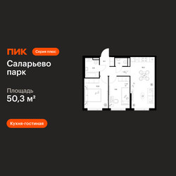 Планировка двухкомнатной(квартира) площадью 50.3 квадратных метров в ЖК “ЖК Саларьево парк”