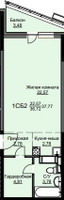 Планировка студии(квартира) площадью 38.1 квадратных метров в “ЖК Соболевка”