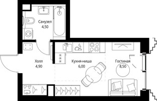 Планировка студии(квартира) площадью 24.2 квадратных метров в “ЖК СЕТ”