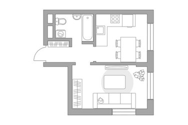 Планировка однокомнатной(квартира) площадью 33.16 квадратных метров в ЖК “ЖК Живописный”
