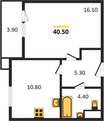 Планировка однокомнатной(квартира) площадью 39.3 квадратных метров в ЖК “ЖК Парк Легенд 2”