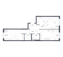 Планировка двухкомнатной(квартира) площадью 59.97 квадратных метров в “ЖК Горки Парк”