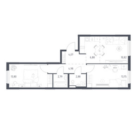 Планировка двухкомнатной(квартира) площадью 59.97 квадратных метров в ЖК “ЖК Горки Парк”