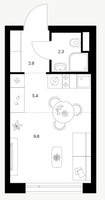Планировка студии(квартира) площадью 20.3 квадратных метров в “ЖК 2-й Иртышский”