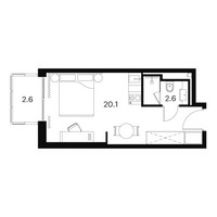 Планировка студии(апартаменты) площадью 25.3 квадратных метров в “Апарт-комплекс Аквилон Сигнал”