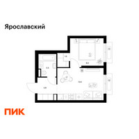 Планировка однокомнатной(квартира) площадью 31.1 квадратных метров в “ЖК Ярославский”
