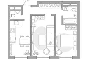 Планировка двухкомнатной(квартира) площадью 54.83 квадратных метров в “ЖК Живописный”