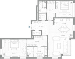 Планировка двухкомнатной(квартира) площадью 138.5 квадратных метров в “ЖК Николь”