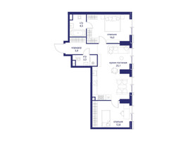 Планировка двухкомнатной(квартира) площадью 67.6 квадратных метров в “ЖК Событие”