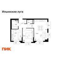 Планировка двухкомнатной(квартира) площадью 51.78 квадратных метров в “ЖК Ильинские луга”