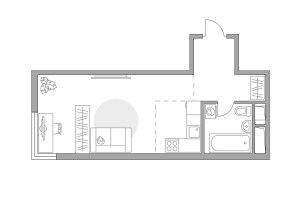 Планировка студии(квартира) площадью 27.07 квадратных метров в “ЖК Аникеевский”