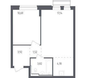 Планировка однокомнатной(квартира) площадью 41.27 квадратных метров в ЖК “ЖК Рублевский Квартал”