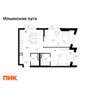Планировка двухкомнатной(квартира) площадью 57.07 квадратных метров в “ЖК Ильинские луга”
