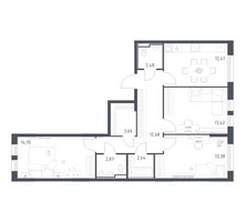 Планировка трехкомнатной(квартира) площадью 78.33 квадратных метров в “ЖК Остафьево”