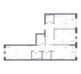 Планировка трехкомнатной(квартира) площадью 78.33 квадратных метров в ЖК “ЖК Остафьево”