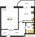 Планировка однокомнатной(квартира) площадью 42.11 квадратных метров в “ЖК Москворецкий”