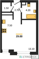 Планировка студии(квартира) площадью 29 квадратных метров в ЖК “ЖК Новая Щербинка”
