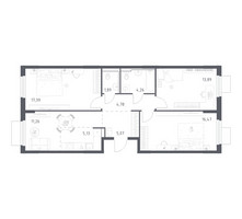Планировка трехкомнатной(квартира) площадью 80.14 квадратных метров в “ЖК Мытищи Парк”