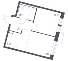Планировка однокомнатной(квартира) площадью 34.68 квадратных метров в “ЖК Молжаниново”