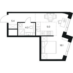 Планировка студии(квартира) площадью 32.5 квадратных метров в ЖК “ЖК Нексус от Аквилон”