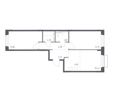 Планировка двухкомнатной(квартира) площадью 59.65 квадратных метров в “ЖК Новое Внуково”