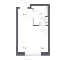 Планировка студии(квартира) площадью 21 квадратных метров в “ЖК Цветочные Поляны”